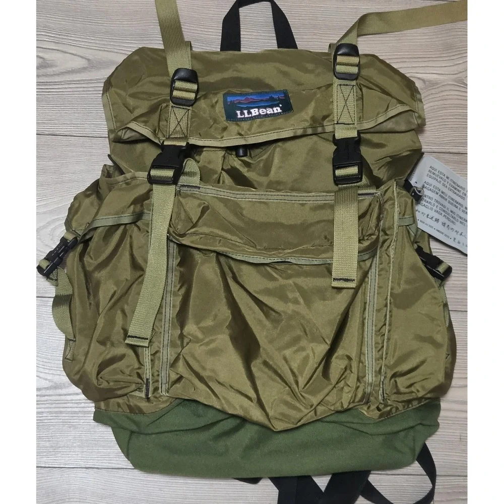 L.L.Bean 90s Continental Backpack Khaki Rare Vintage Bag LL Bean Initials